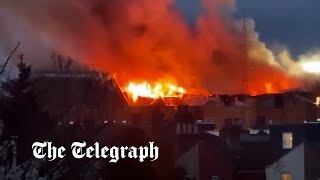 Fire tears through Met Police station in east London [upl. by Lau310]