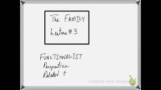 The family lecture no 3 Functionalist Perspective related to family [upl. by Rosinski]