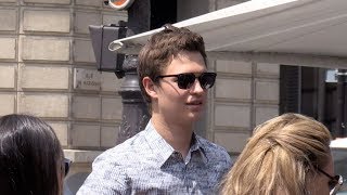 EXCLUSIVE  Ansel Elgort having lunch at l Avenue restaurant in Paris [upl. by Aihtnyc794]