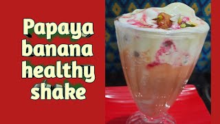 Papaya banana shake with American nuts ice cream  healthy smoothie recipe [upl. by Atiuqel]