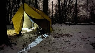 Hot Tent Winter Camp amp Cook On A Frozen Lake Island SOLO OVERNIGHTER 🏕️🥶🏝️ [upl. by Ahouh]