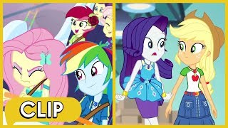 Fluttershy y las Montañas Rusas  AJ y Rarity en el Backstage  MLP Equestria Girls Latino [upl. by Ahsilra]