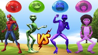 dance challenge dame tu cosita vs spiderman vs patila vs me kemaste 👽 Alien Green dance challenge 👽 [upl. by Gildas295]