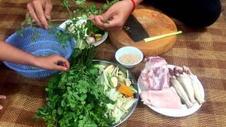 Top Traditional Food In My Village FishesPorkSkin Pork Soup With Mix Vegetable And Moringa leaves [upl. by Palua591]