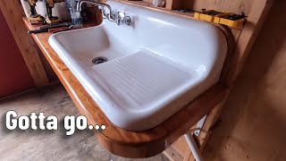 Removing Grandpa’s 91 YearOld Cast Iron Kitchen Sink [upl. by Lewendal]