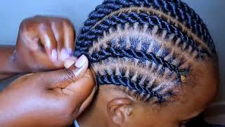 Learn how to Flat twist cornrows stitched flat twist or Spirals [upl. by Assilana478]