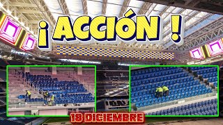 NUEVOS CAMBIOS de ASIENTOS 💺 RECOGIENDO el CÉSPED 🍀 Obras Santiago Bernabéu 18122023 🚧 [upl. by Evod]