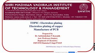 online class 22 b electroless plating of copper manufacture of PCB [upl. by Asher]