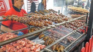 Huge Grills with Massive Pork Skewers Bombetta Italy Street Food from Apulia [upl. by Arihay193]