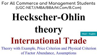 Heckscher Ohlin Theory of International Trade International Trade theory modern theory of trade [upl. by Salokcin]