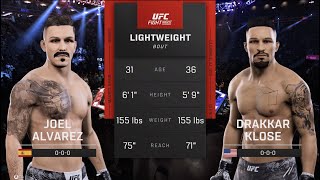 UFC Tampa Alvarez vs Klose UFC 5 Simulation [upl. by Naimed]