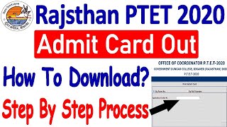 Rajasthan PTET Admit Card 2020  How To Download Admit Card  Step By Step Full Process [upl. by Gabie321]