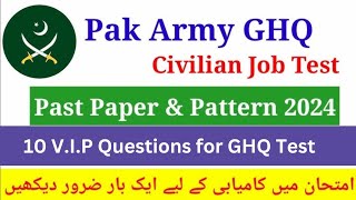 GHQ RAWALPINDI Civilian jobs test preparation 2024 Important question for GHQ TestGHQ Past papers [upl. by Arbba422]