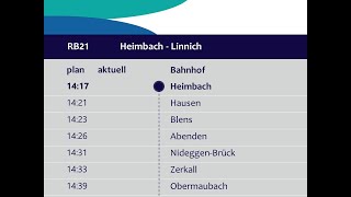 Rurtalbahn Ansagen RB21 Heimbach  Linnich [upl. by Anayad]