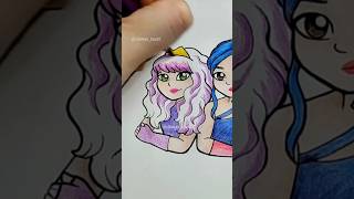 Drawing Mal and Evie Descendants 2 Disney drawing fanart disney descendants [upl. by Leno]