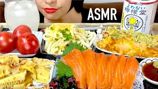 【ASMR】Japanese Udon Tempura Fresh Salmon Sashimi Simmered Bamboo Shoots Tomato with Lemon Sour [upl. by Anrev]