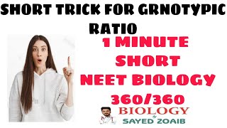 SHORT TRICK FOR GENOTYPIC RATIO1 MINT QUESTION 360360 IN BIOLOGY [upl. by Besnard336]