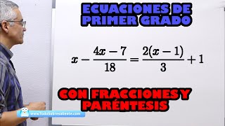 Ecuaciones de primer grado con fracciones y paréntesis [upl. by Fletcher]