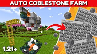 HOW TO MAKE EASIEST AUTO COBLESTONE FARM MINECRAFT JAVA 121 [upl. by Kolva]