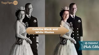 How to Colorize Black and White photos FREE with Movavi Low to High Resolution  TopTen AI 2020 [upl. by Sordnaxela]