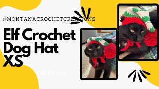 Crochet Dog or Cat Hat  XS Crochet Dog Hat  Crochet Elf Dog Beanie  Christmas Hats for Animals [upl. by Nel138]