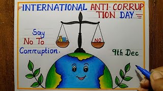 International Anticorruption Day Poster Drawing9th Dec Anticorruption Day Drawing easy step [upl. by Oivaf]