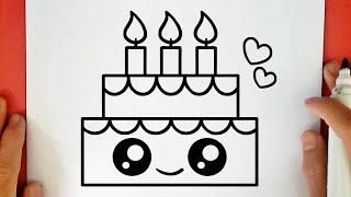 COMMENT DESSINER UN GÂTEAU DANNIVERSAIRE KAWAII [upl. by Windham]