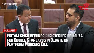 Pritam Singh rebukes Christopher de Souza for double standards in debate on Platform Workers Bill [upl. by Selle]