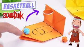 Easy Origami Mini toy Basketball Slam Dunk  Moving Paper toys pop it [upl. by Nutter442]