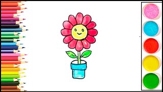 Flower drawing painting for kids kids drawing magic fingers art drawing tutorial how to 1600 [upl. by Cypro]