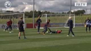 Tasty shots amp saves  Butland Powell Hughes amp England U21s in training Chalobah on camera [upl. by Naesyar]