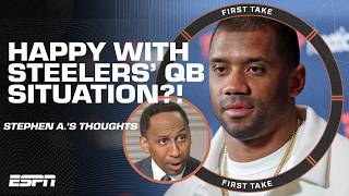 Stephen A is VERY VERY HAPPY about the Steelers QB situation with Wilson amp Fields  First Take [upl. by Gregoor211]