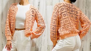 CARDIGAN O CHAQUETA DE CUADROS CON MOTIVOS FLORALES A CROCHET  TUTORIAL [upl. by Irmgard]