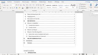 Sommaire automatique sur word Exemple avec un rapport de stage [upl. by Chirlin306]