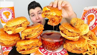 Popeyes Spicy Chicken Sandwich With Bloves Sauce • MUKBANG [upl. by Aniretak33]