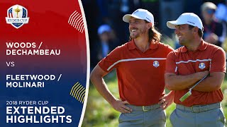 Woods amp DeChambeau vs Fleetwood amp Molinari  Extended Highlights  2018 Ryder Cup [upl. by Esirehs106]