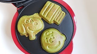 yna 홈카페 스누피 말차 와플 만들기  말차 라떼  snoopy matcha waffles  matcha latte  スヌーピー 抹茶 ワッフル [upl. by Iroc]