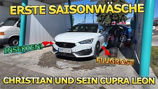 Erste Community Saisonwäsche Auto waschen mit Christian und seinem weißen CUPRA LEON [upl. by Nniw]