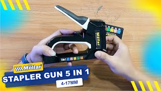 Review amp Test MOLLAR 28014144B Staples Tembak 5 in 1 Staple Gun Tacker Steples Jok 414 mm [upl. by Heinrike]