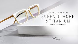 Buffalo Horn Glasses Natural Buffalo Horn Rims and Titanium Temples [upl. by Laynad724]