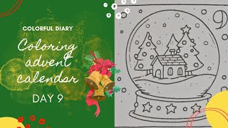 Coloring advent calendar  DAY 9  Colorful Diary [upl. by Jillian936]