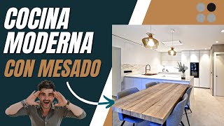 Cocinas BLANCAS MODERNAS con Peninsula y Mesa CJR [upl. by Enenaej230]