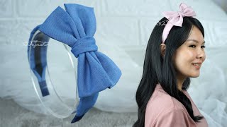 A SIMPLE BOW HAIR BAND for Everyday Wear ❤️ How to Make Hard Headbands with Double Layered Bows [upl. by Sherwynd753]