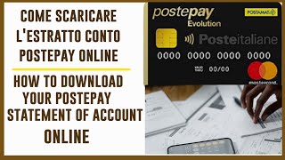 COME SCARICARE LESTRATTO CONTO POSTEPAY  How to download your Postepay Statement of account online [upl. by Ocirderf]