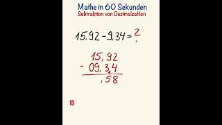 Subtraktion von Dezimalzahlen Mathe lernen mit Mathetipps 🧮🫶🏻 [upl. by Melak]