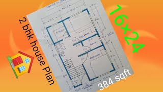 16×24 house plan  2 BHK house design  384 sqft ghar ka naksha [upl. by Reffineg]