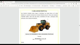 Calculo de rendimiento de Cargador Frontal  Kevin Darío Martínez Sánchez [upl. by Akapol565]