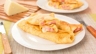 Crepes Salados CASEROS Rellenos de Jamón y Queso  Cenas Rápidas Fáciles y Económicas [upl. by Anya]