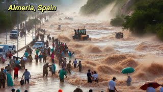 Heavy Rainfall in Almeria Causes Flooding in Balanegra Area [upl. by Adnauqal]