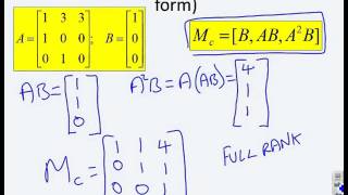 State space analysis 5  controllability worked examples [upl. by Eniale]